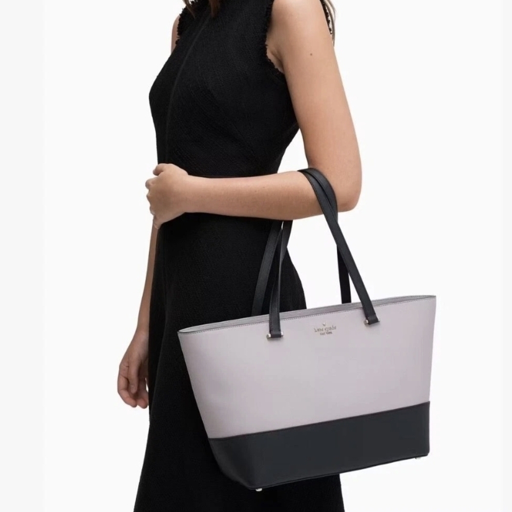 Kate Spade Kristen Large Top Zip Colorblock Leather Tote Bag
